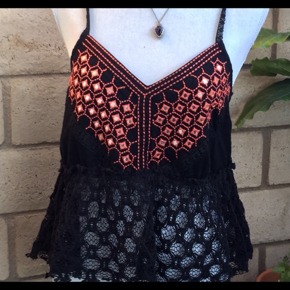 NWOT Free People Black Lace ADJUSTABLE Crop Top - Picture 6 of 7